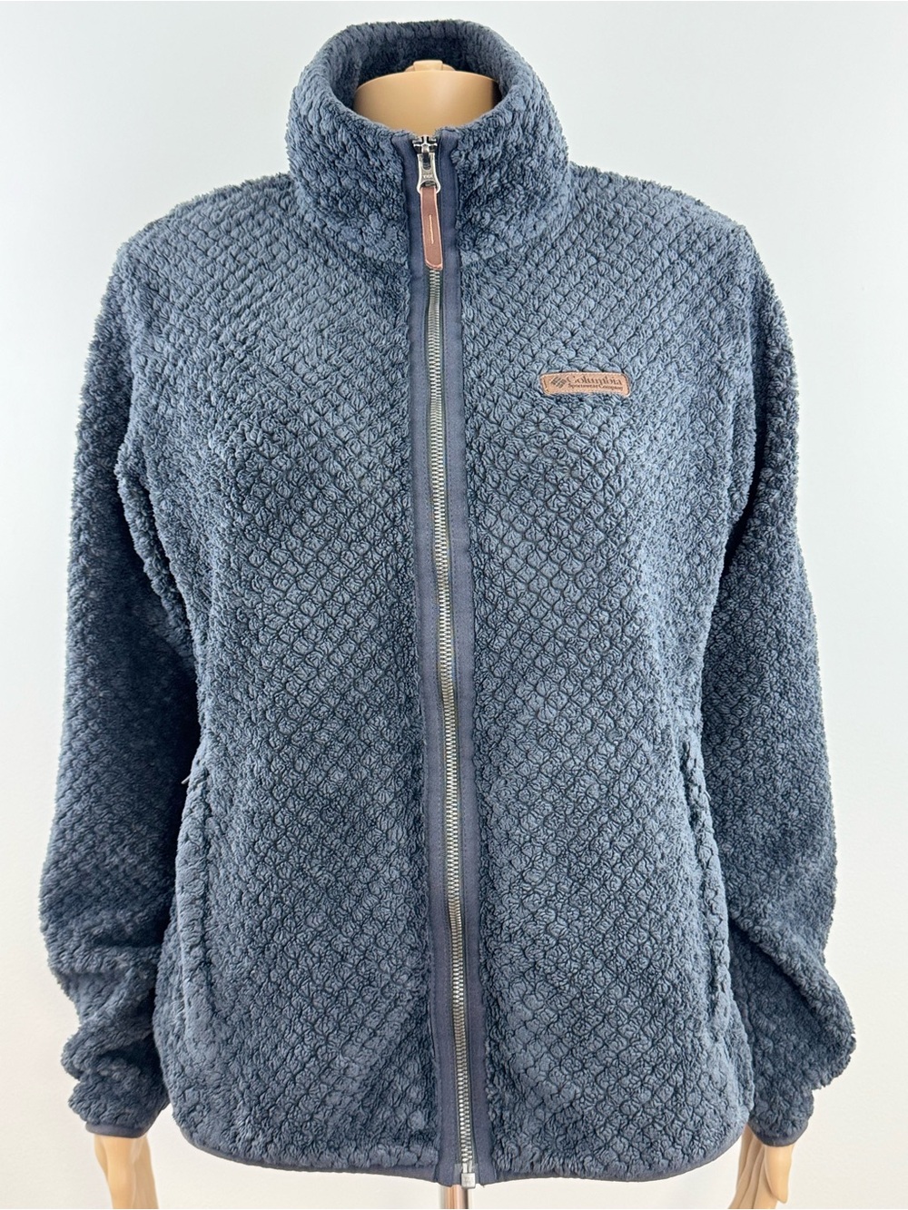 Columbia Women's Charcoal Gray, Mock Neck, Zip-up Fleece Jacket, Size Medium